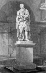 Statue de Sir Isaac Newton, mathématicien, astronome et physicien anglais, XIXe siècle.