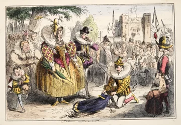 La reine Élisabeth et Sir Walter Raleigh, de The Comic History of England, pub. 1864