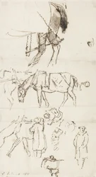 Études de chevaux, hommes et carrosses, 1811