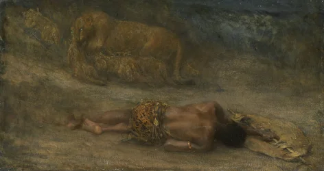 Une lionne avec ses petits près d