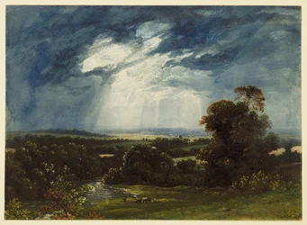 Paysage avec du bétail paissant au premier plan