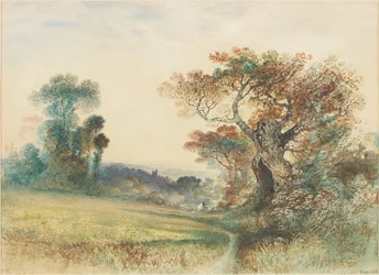 Paysage avec des figures sur un stile
