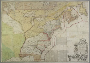 Carte des colonies britanniques aux États-Unis