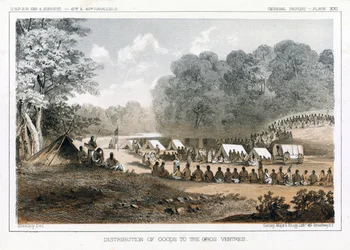 Distribution de biens aux Gros Ventres, pub. 1860