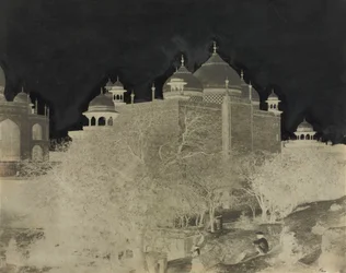 Taj Mahal, vue arrière de la maison de repos, avec figure