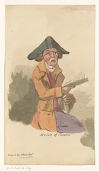 Homme à une vente de tableaux