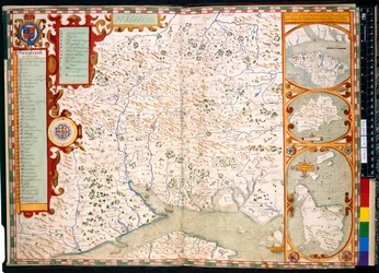 Southampton, Hampshire: Description de, par J. Norden, avec carte: 1595