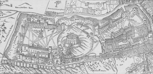 Vue de Windsor Castle par Norden, 1607, 1895