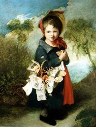 Petite fille vendant des journaux et des bougies