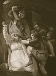 La mort de Becket, gravée par J. Stowe, illustration de 