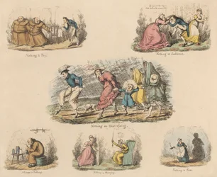Ensemble de quatre : Beaucoup de bruit pour rien ou Illustrations de dictons