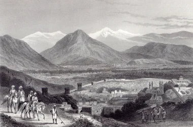 Kaboul depuis le Bala Hissar, gravé par J. Stephenson, vers 1870