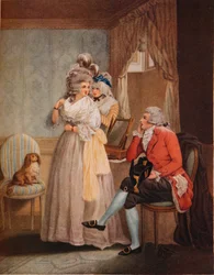 Se préparer pour le bal masqué. Laetitia fuit la réflexion pour les divertissements publics, 1789