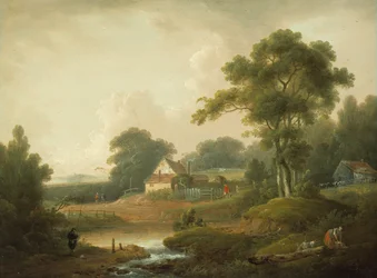 Paysage avec pêcheur et blanchisseuse, 1790-1800