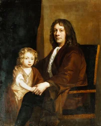Portrait de Thomas Rowe et Son Fils, Assis Trois-Quarts Longueur, le Premier en Robe Brune, le Second en Robe et Écharpe Brunes