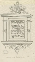 Église de Rugeley (ancienne) - Monument à Richard Weston : tracé à la plume et à l