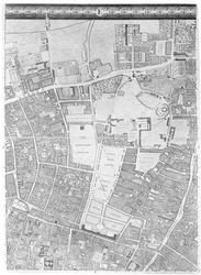 Carte de Moorfields et Hoxton, Londres, 1746