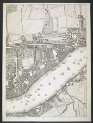 Plan de Londres, Ratcliff highway, Upper Shadwell road, Plan des villes de Londres et Westminster, et du borough de Southwark; : avec les bâtiments contigus; D