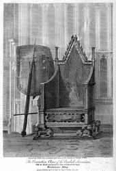 La chaise du couronnement des souverains anglais, abbaye de Westminster, Londres, 1810.