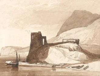 Scène côtière avec un château