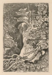 Liber Studiorum : Planche 10, Le Pont du Diable, Cardinganshire
