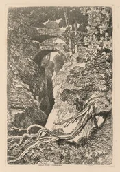 Liber Studiorum : Planche 10, Le Pont du Diable, Cardiganshire, 1838