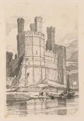 Liber Studiorum : Planche 28, Château de Caernarvon, N. Pays de Galles, 1838