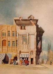 Vieilles maisons, avec personnages, vers 1836