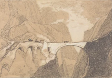 Voyageurs traversant un pont au-dessus d