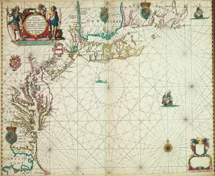 Carte des côtes maritimes de la Nouvelle-Angleterre, du New Jersey, de la Virginie, du Maryland et de la Caroline de Cape Cod à Cape Hatteras