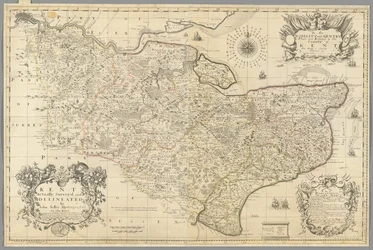 Kent, effectivement arpenté et délimité par John Seller, c.1680 (gravure)