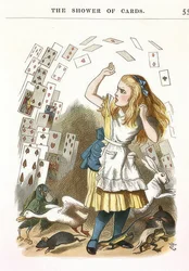 La Pluie de cartes. Illustration pour Alice au pays des merveilles de Lewis Carroll. 1890