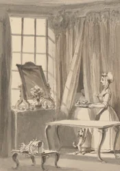 Hogarth a préparé le petit-déjeuner et envoie une tasse à sa femme en même temps qu
