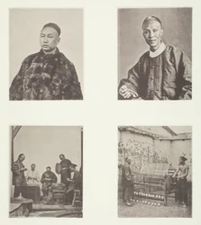 Un gentleman cantonais, un gentleman cantonais, comptant des dollars, filant de la soie, vers 1868