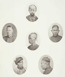 Garçon cantonais; Marchand cantonais; Tête masculine mongole; Une tête vénérable; Un travailleur; Tête masculine mongole