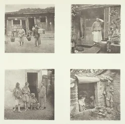 Coolies de Foochow, un détective de Foochow, le chef des voleurs, mendiants vivant dans une tour, vers 1868