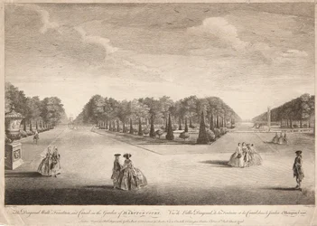 La promenade diagonale, fontaine et canal