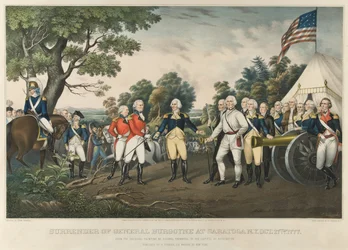 Reddition du général Burgoyne à Saratoga, N.Y., 17 octobre 1777, pub. 1852