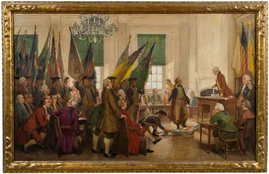 Drapeaux capturés à Yorktown déposés aux pieds du Congrès