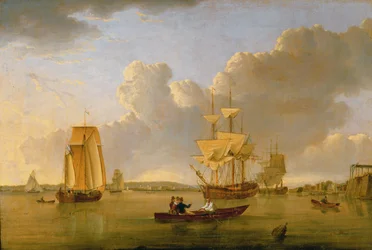 Deptford sur la Tamise avec une vue lointaine de Greenwich