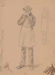 Caricature de lui-même et de E. A. Abbey (recto); Deux études d
