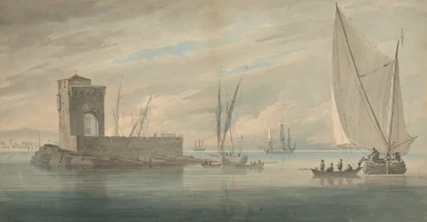 Scène de côte italienne avec navigation insulaire