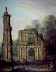 Les ruines du château de Holdenby, Northamptonshire, vers 1735-45