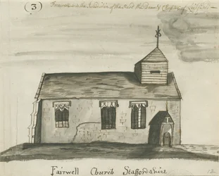 Église de Farewell : dessin à la plume et lavis sépia, nd [vers 1780]