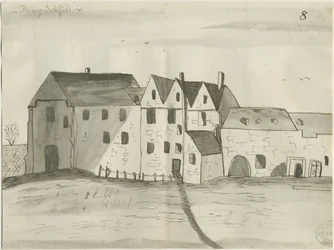 Lichfield - Greyfriars: dessin à la plume et au lavis, nd [1784]
