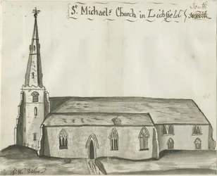 Lichfield - Église St. Michael : dessin sépia, nd [1784]
