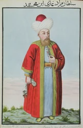 Amurath (Murad) II (1404-1451), sultan de 1421 à 1451, tiré de « Une série de portraits des empereurs de Turquie ».