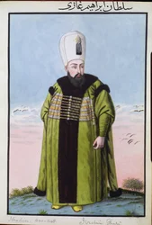 Ibrahim (1615-1648), sultan de 1640 à 1648, tiré de « Une série de portraits des empereurs de Turquie ».