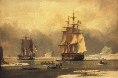 Le "Cygne" et "Isabella" chassant la baleine dans l