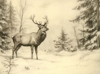 Un cerf majestueux en hiver